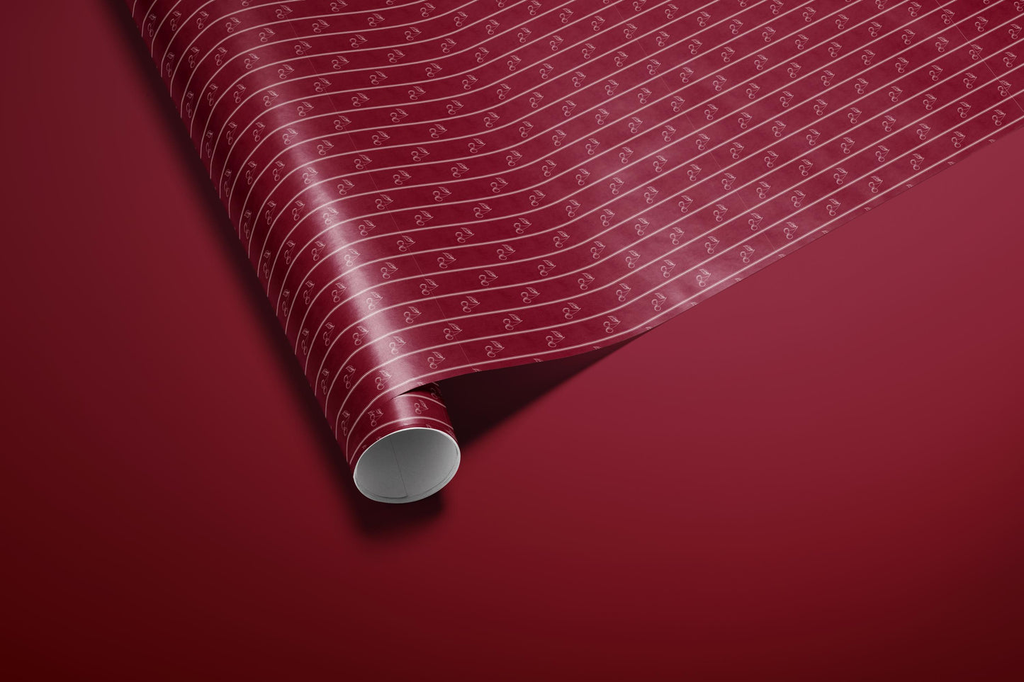 Cherry Gift Wrapping Paper | Burgundy Elegant Gift Wrap with Minimalist Cherry Stripe Pattern | Luxury Holiday & Birthday Wrap