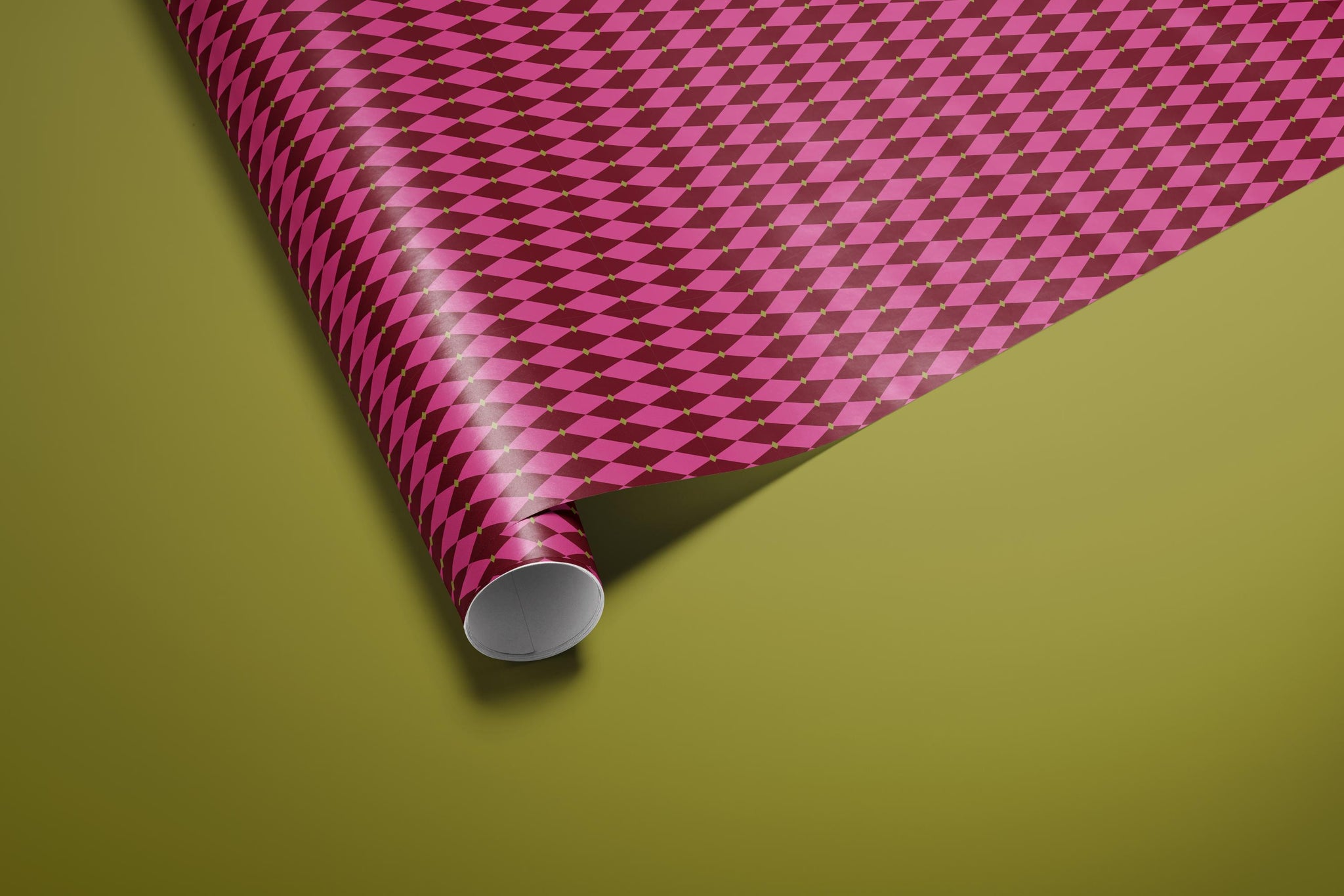 Pink Harlequin Checkered Wrapping Paper, Gloss or Matte Finish Elegant Luxury Birthday Gift Wrap