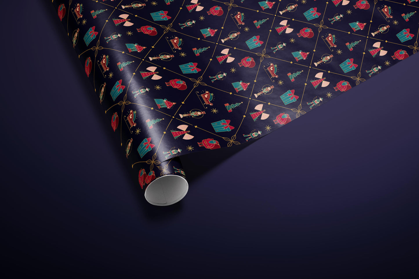 Purple Nutcracker Wrapping Paper, Gloss or Matte Finish Elegant Luxury Christmas Gift Wrap