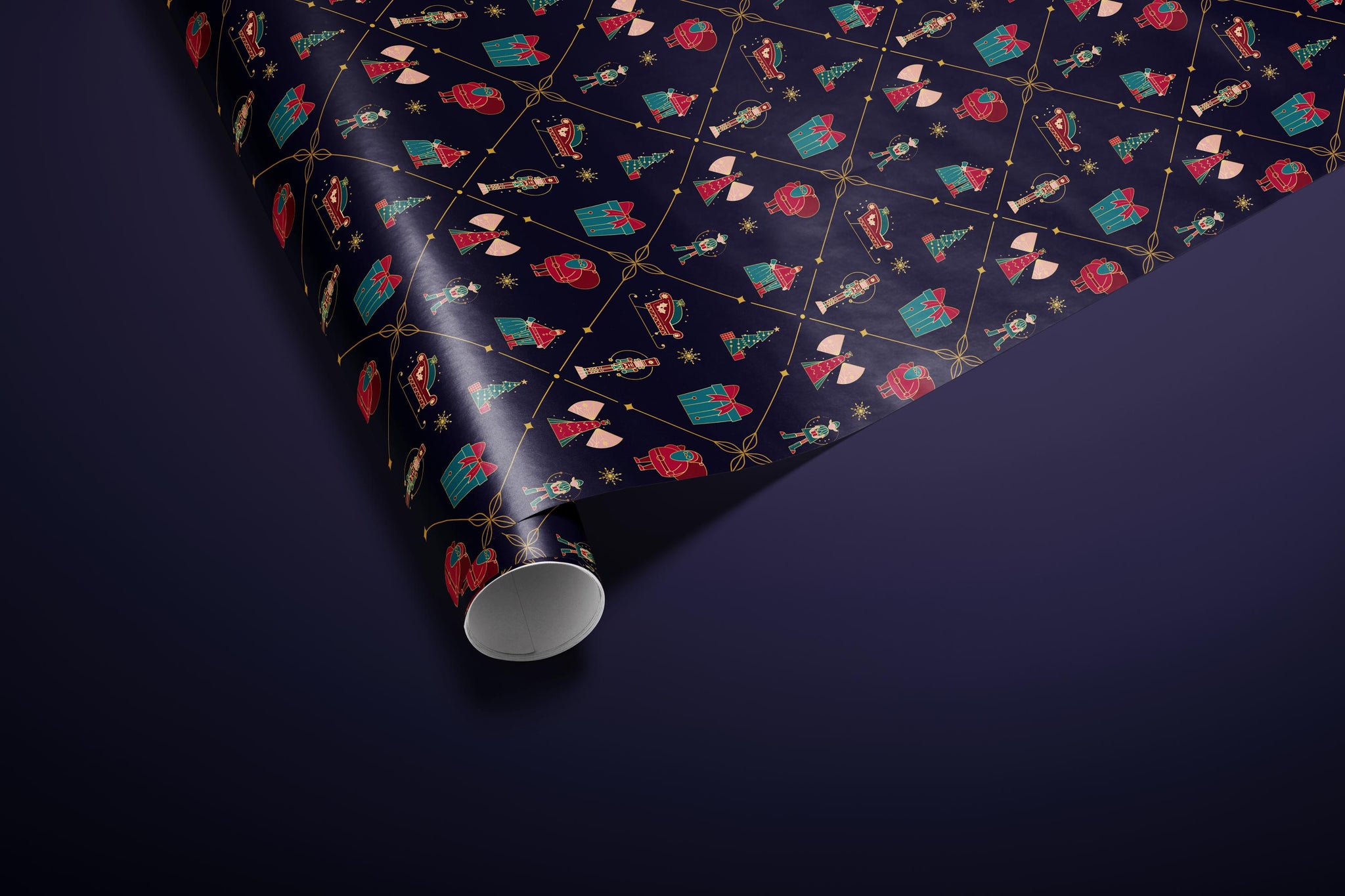 Purple Nutcracker Wrapping Paper, Gloss or Matte Finish Elegant Luxury Christmas Gift Wrap