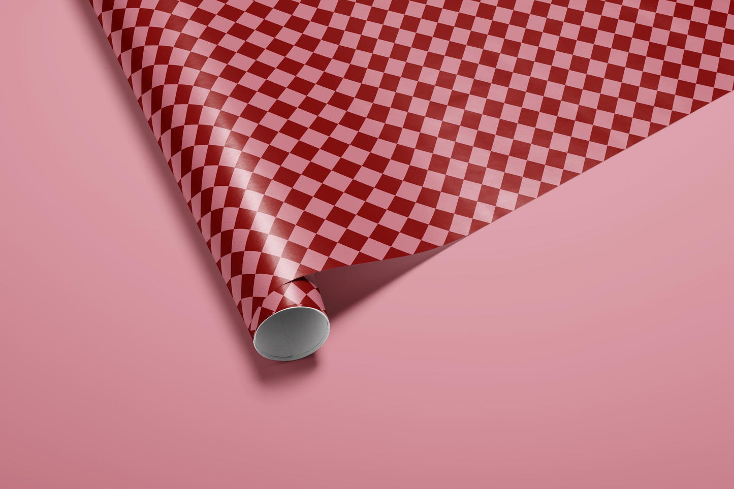 Pink & Red Checkered Wrapping Paper, Gloss or Matte Finish Elegant Luxury Birthday Gift Wrap