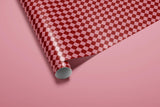 Pink & Red Checkered Wrapping Paper, Gloss or Matte Finish Elegant Luxury Birthday Gift Wrap