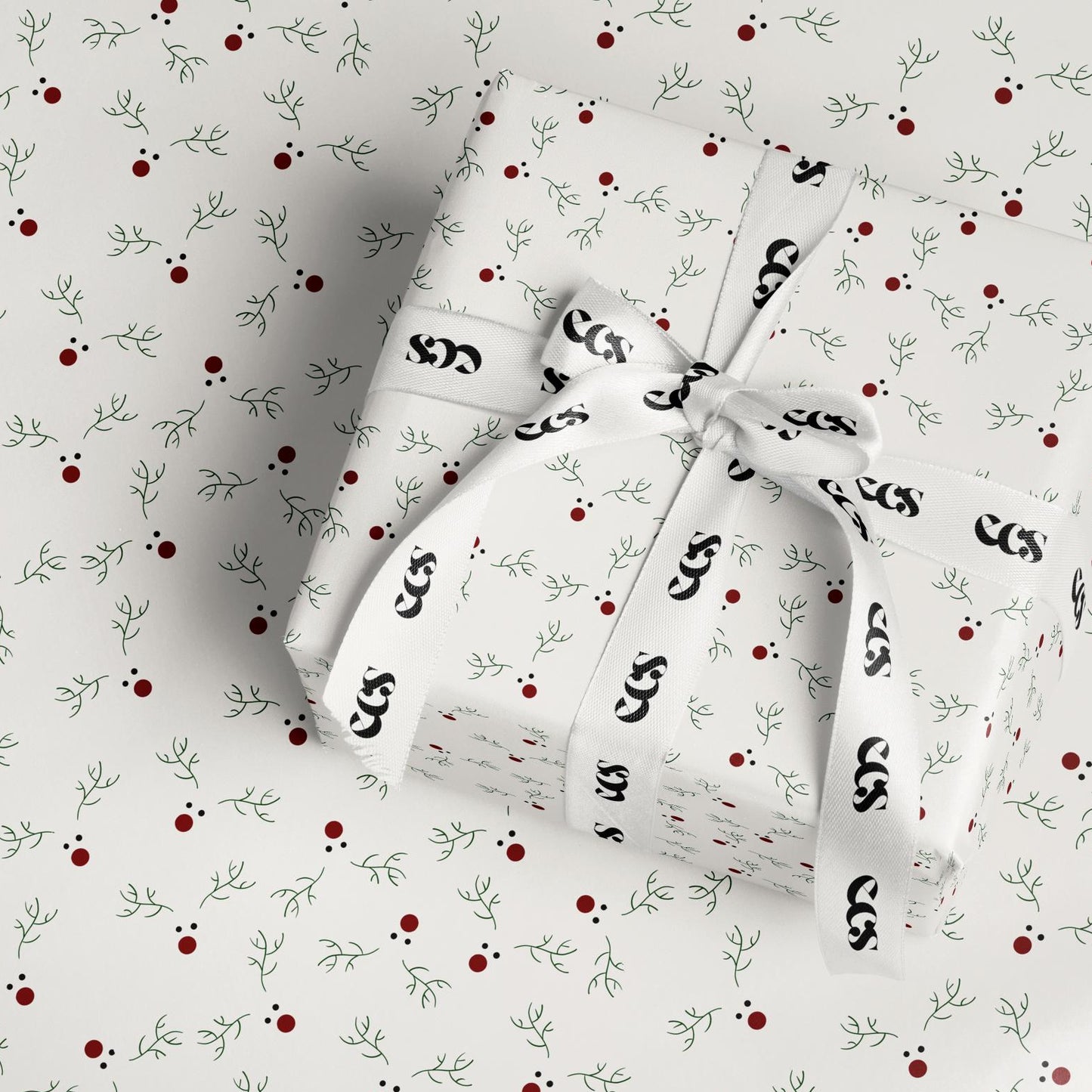 Reindeer Wrapping Paper with Red Nose & Antlers | Rudolph Christmas Gift Wrap Sheets | Festive Holiday Packaging