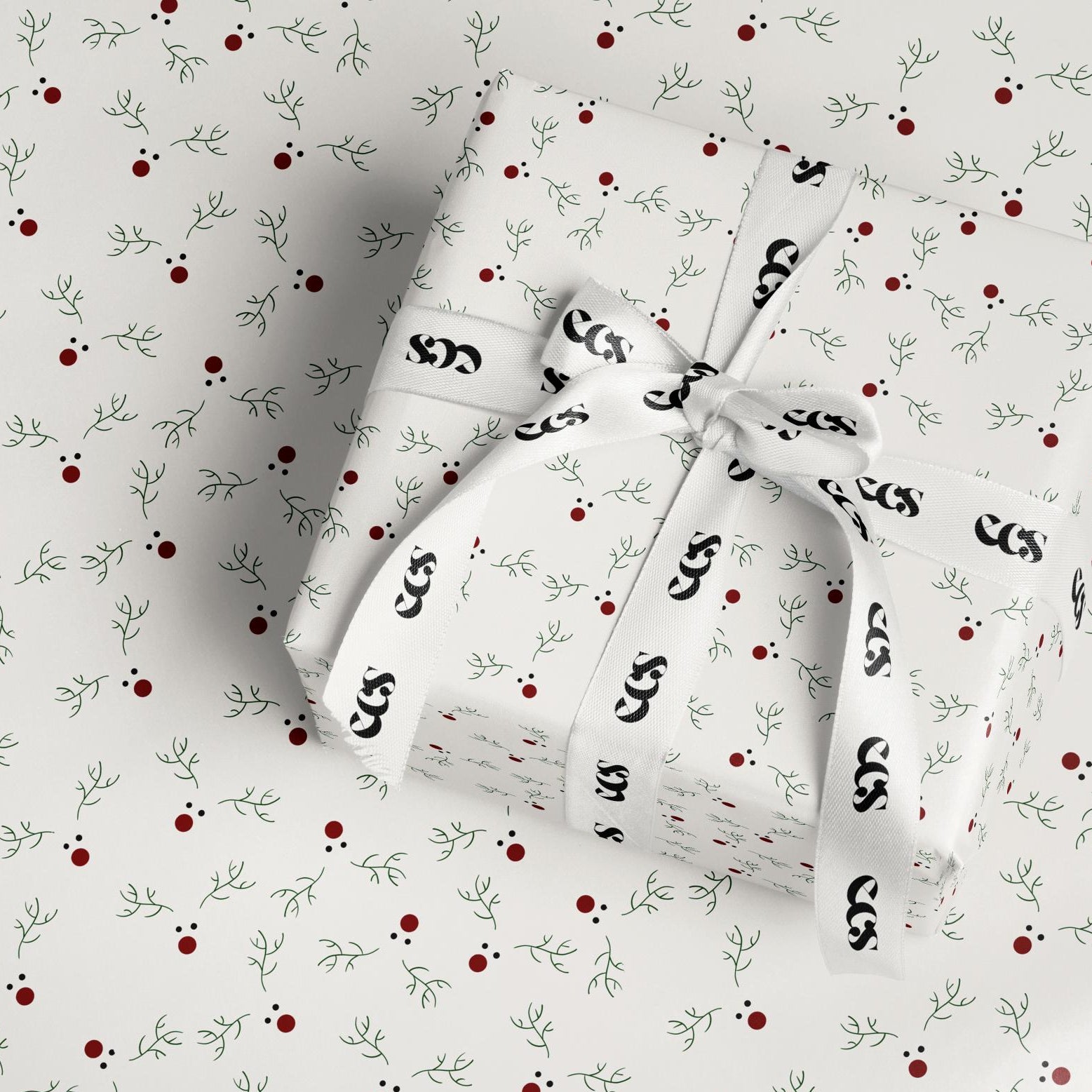 Reindeer Wrapping Paper with Red Nose & Antlers | Rudolph Christmas Gift Wrap Sheets | Festive Holiday Packaging