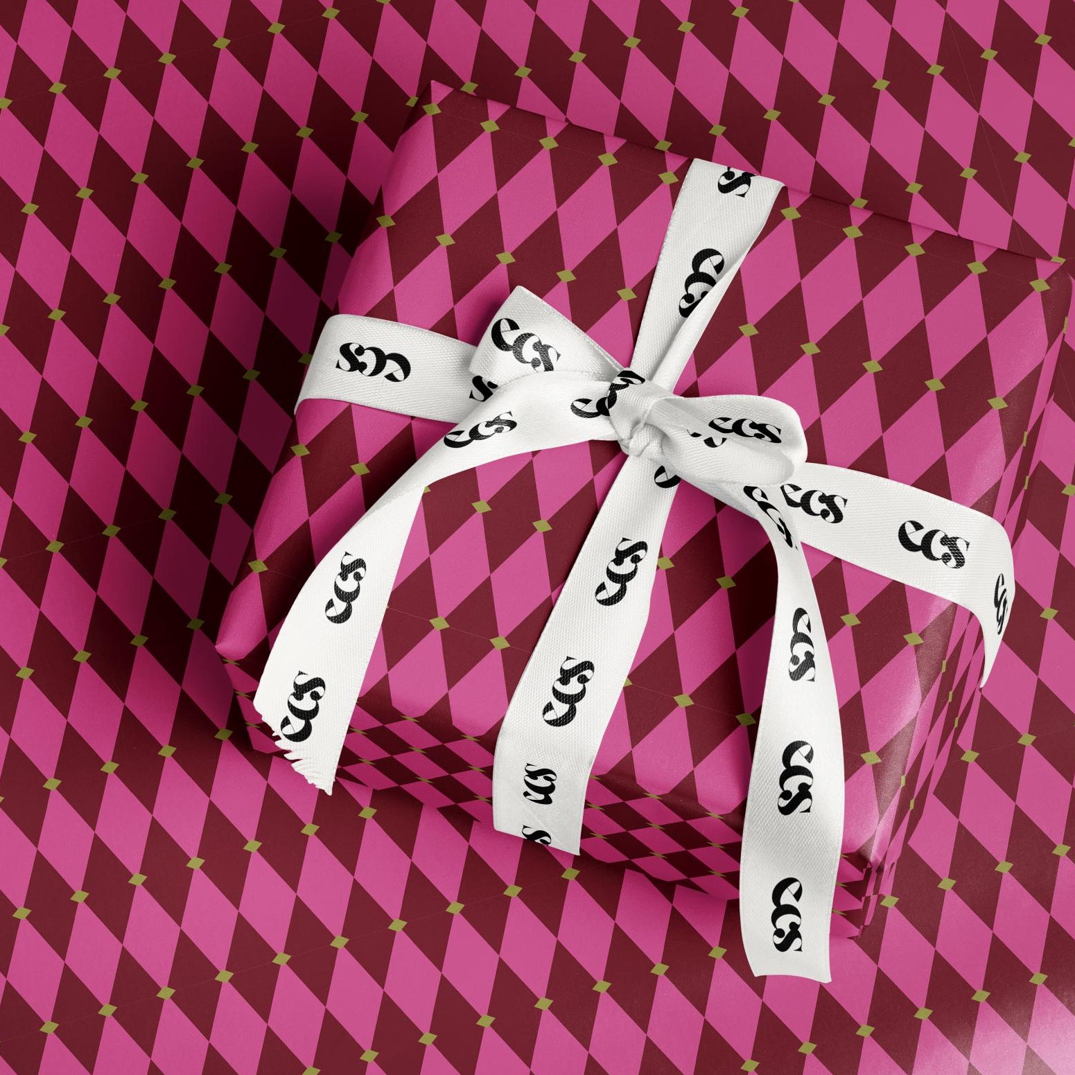 Pink Harlequin Checkered Wrapping Paper, Gloss or Matte Finish Elegant Luxury Birthday Gift Wrap