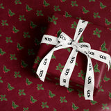 Luxury Holly Wrapping Paper | Elegant Burgundy Christmas Gift Wrap Sheets with Green Leaves & Red Berries