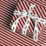 Red Candy Cane Stripe Wrapping Paper, Gloss or Matte Finish Elegant Luxury Christmas Gift Wrap