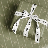 Sage Green Raindeer Wrapping Paper, Gloss or Matte Finish Elegant Luxury Christmas Gift Wrap
