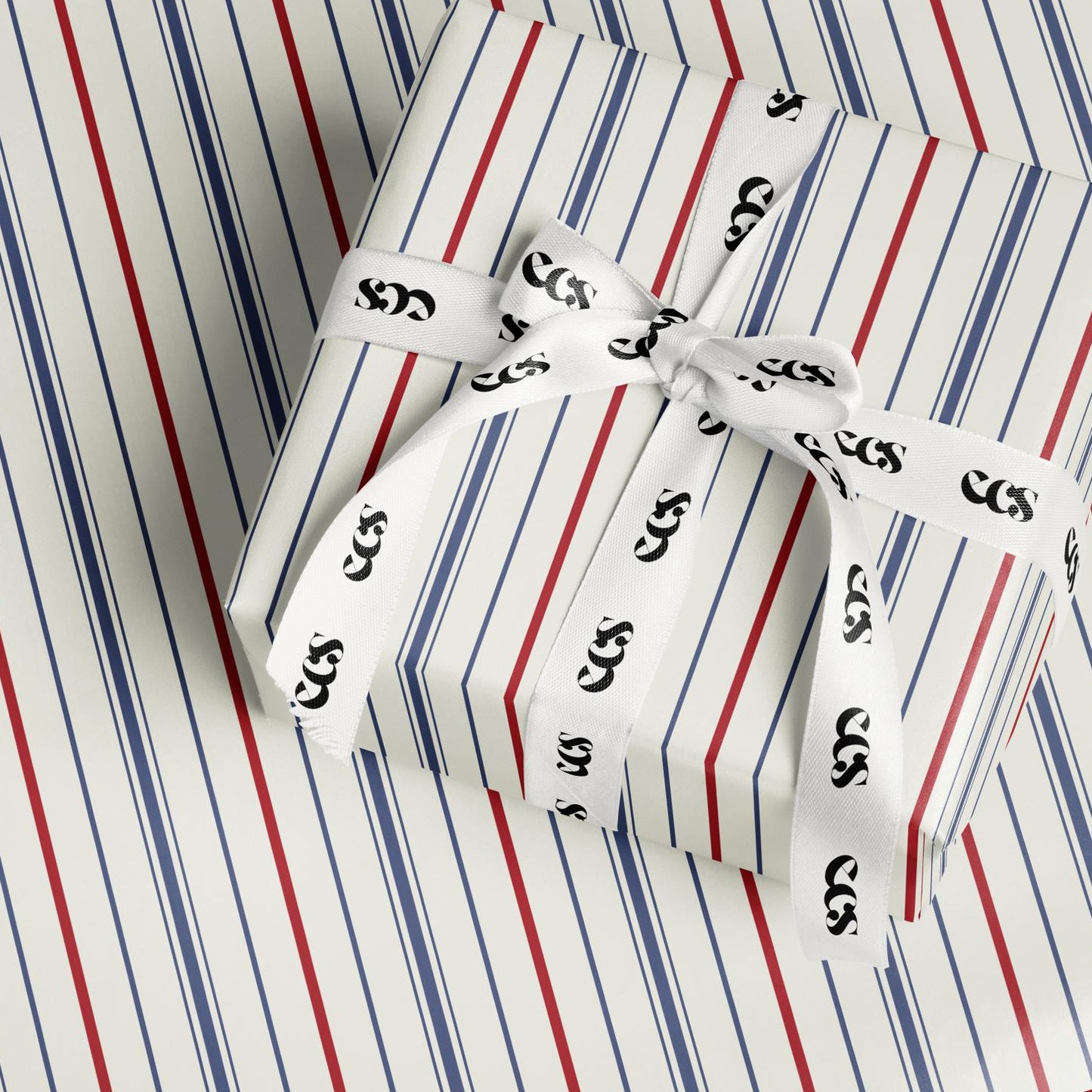 Red and Navy Striped Wrapping Paper, Elegant Classic Gift Wrap for Christmas, Holidays, Birthdays and Year-Round Gifting