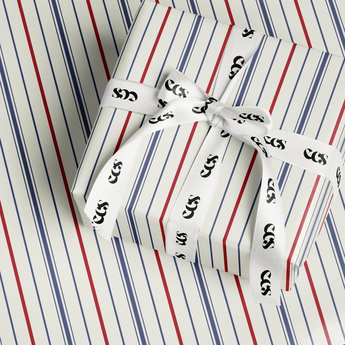 Red and Navy Striped Wrapping Paper, Elegant Classic Gift Wrap for Christmas, Holidays, Birthdays and Year-Round Gifting