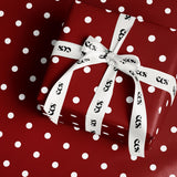Red Polka Dot Wrapping Paper, Gloss or Matte Finish Bright Cute Birthday Gift Wrap