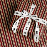 Burgundy and Gold Striped Wrapping Paper, Elegant Luxury Gift Wrap for Christmas, Holidays, Birthdays and Special Occasions