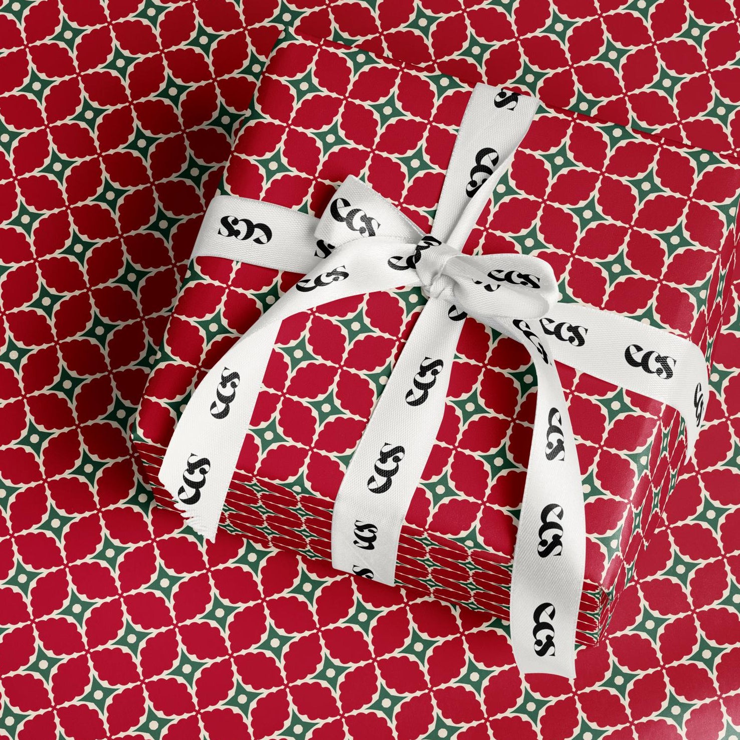 Festive Christmas Icon Wrapping Paper | Green Holiday Gift Wrap