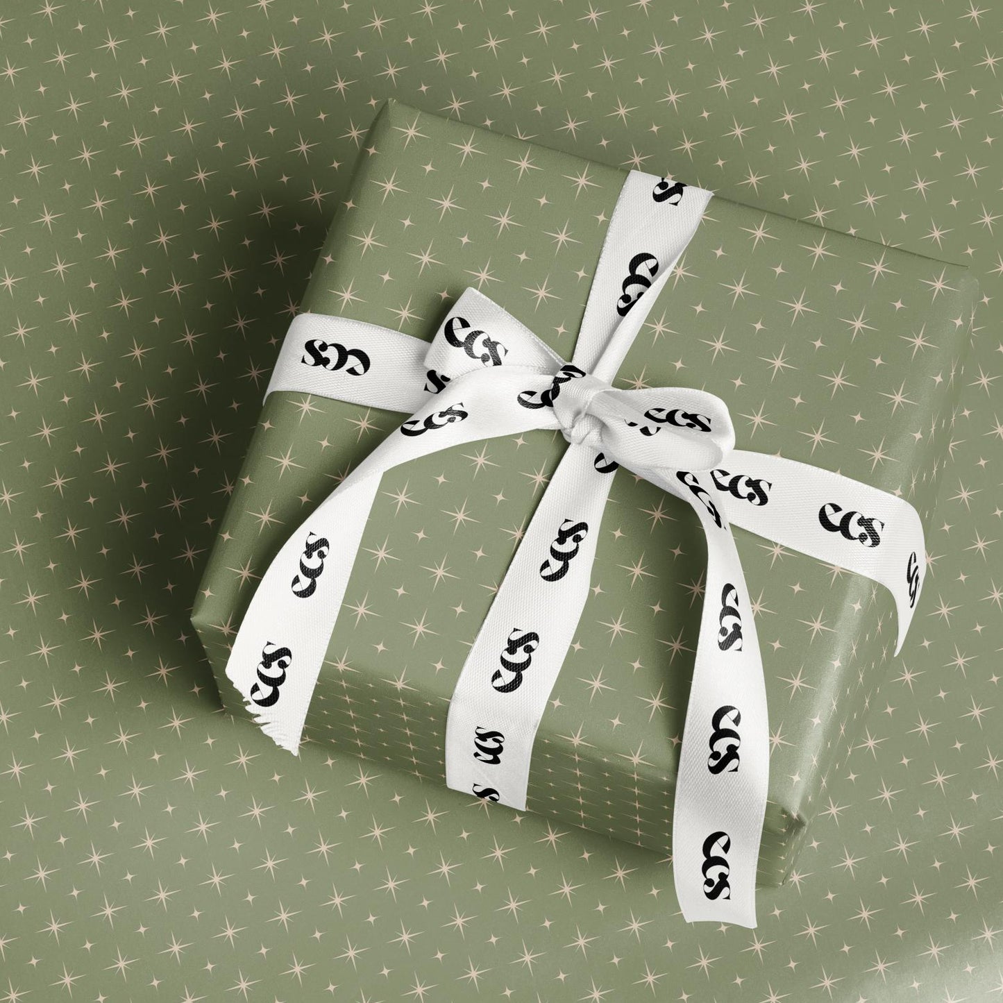 Sage Green Star Wrapping Paper, Gloss or Matte Finish Elegant Luxury Christmas Gift Wrap