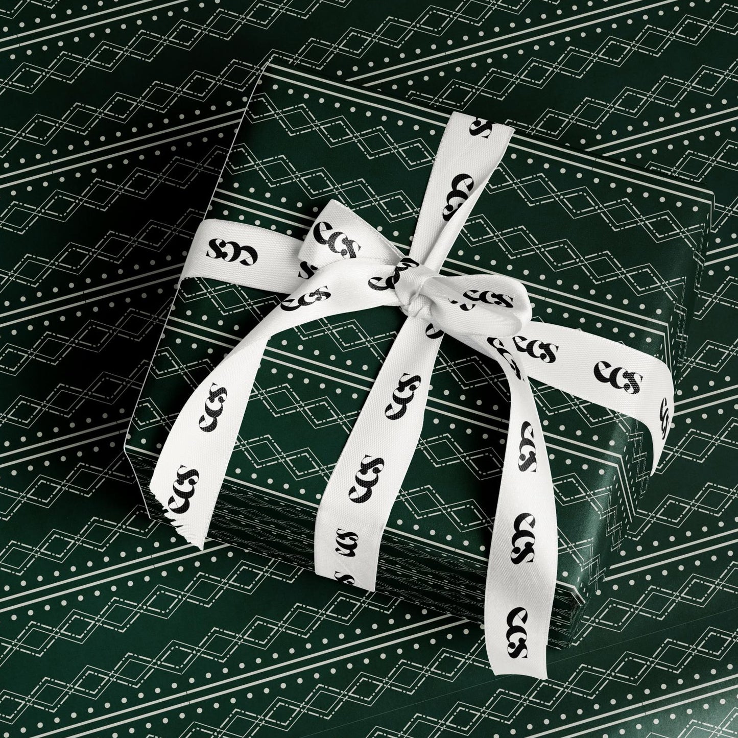 Deep Green Nordic Wrapping Paper, Gloss or Matte Finish Elegant Luxury Christmas Gift Wrap