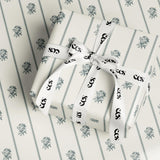 Vintage Sage Blue Rose Wrapping Paper, Gloss or Matte Finish Elegant Luxury Floral Gift Wrap