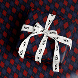 Luxury Argyle Gift Wrapping Paper, Elegant Navy & Red Plaid Wrap, Classic Christmas and Year-Round Gift Packaging