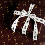 Brown & Gold Equestrian Snaffle Wrapping Paper, Gloss or Matte Finish Elegant Luxury Gift Wrap