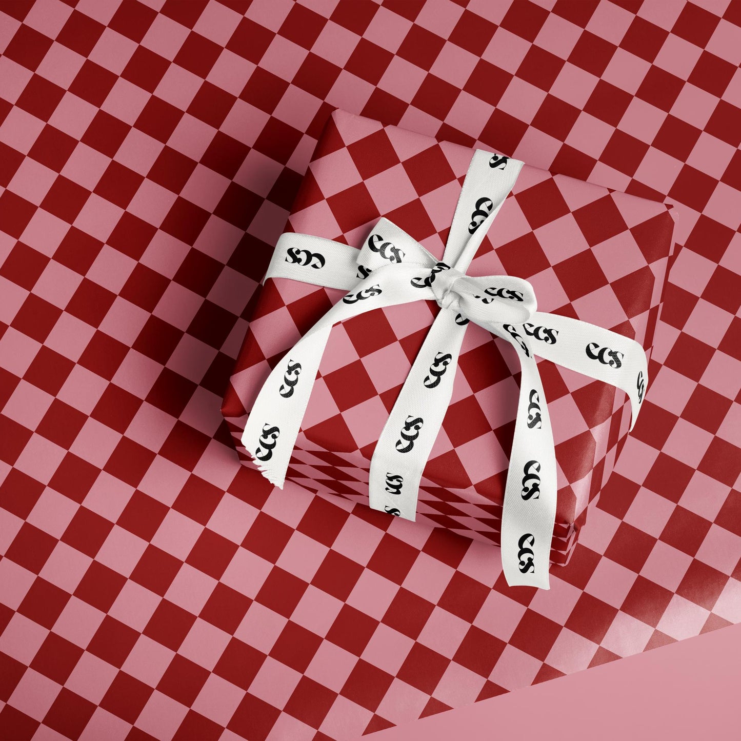 Pink & Red Checkered Wrapping Paper, Gloss or Matte Finish Elegant Luxury Birthday Gift Wrap