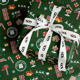 Green Christmas Icon Wrapping Paper | Classic Holiday Gift Wrap