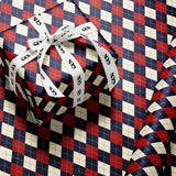 Luxury Argyle Wrapping Paper, Elegant Red, Navy and Cream Plaid Gift Wrap, Classic Christmas and Year-Round Packaging