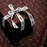 Brown & Gold Equestrian Snaffle Wrapping Paper, Gloss or Matte Finish Elegant Luxury Gift Wrap