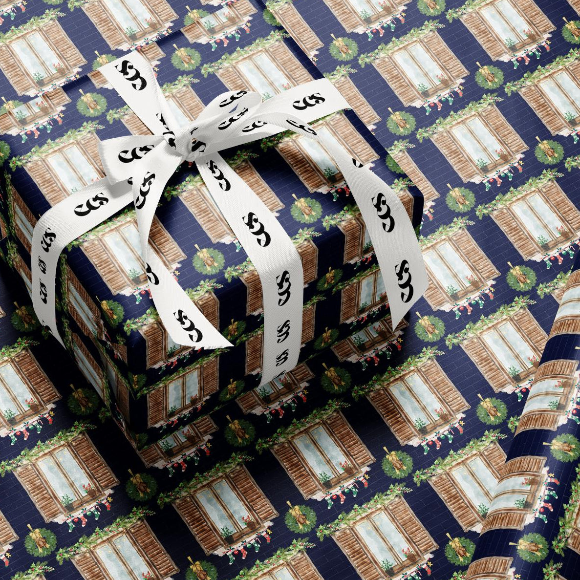 Christmas Window Wrapping Paper | Cozy Holiday Gift Wrap