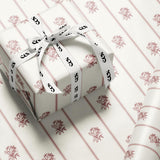 Vintage Rose Stripe Wrapping Paper | Romantic Floral Gift Wrap