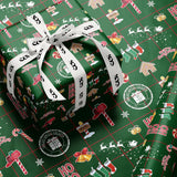 Green Christmas icon wrapping paper — Evara Creative Studio