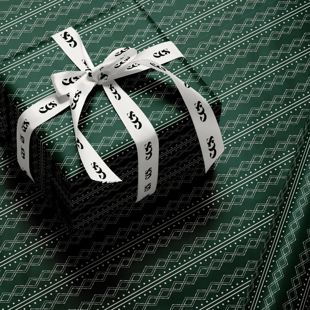 Deep Green Nordic Wrapping Paper, Gloss or Matte Finish Elegant Luxury Christmas Gift Wrap