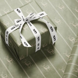 Sage Green Raindeer Wrapping Paper, Gloss or Matte Finish Elegant Luxury Christmas Gift Wrap