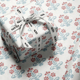 Vintage Red & Blue Floral Wrapping Paper | Botanical Gift Wrap