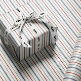 Red and Navy Striped Wrapping Paper, Elegant Classic Gift Wrap for Christmas, Holidays, Birthdays and Year-Round Gifting