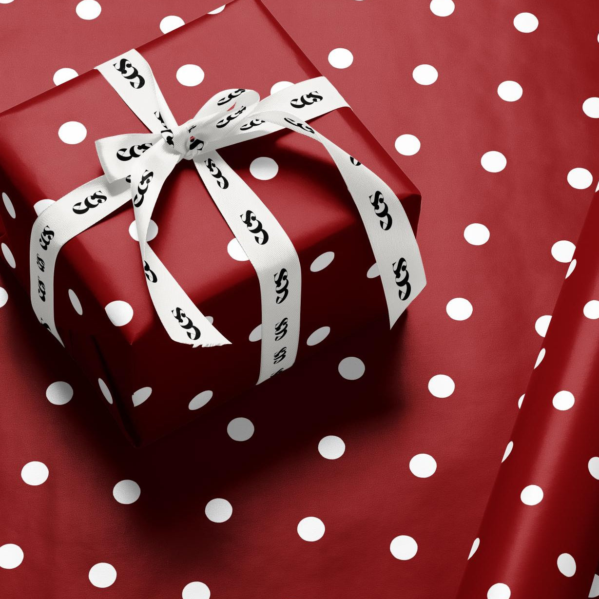 Red Polka Dot Wrapping Paper, Gloss or Matte Finish Bright Cute Birthday Gift Wrap