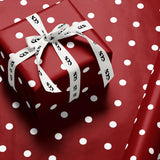 Red Polka Dot Wrapping Paper, Gloss or Matte Finish Bright Cute Birthday Gift Wrap