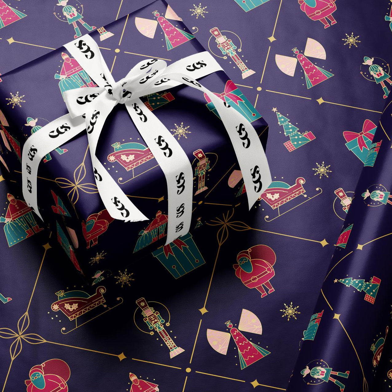 Purple Nutcracker Wrapping Paper, Gloss or Matte Finish Elegant Luxury Christmas Gift Wrap