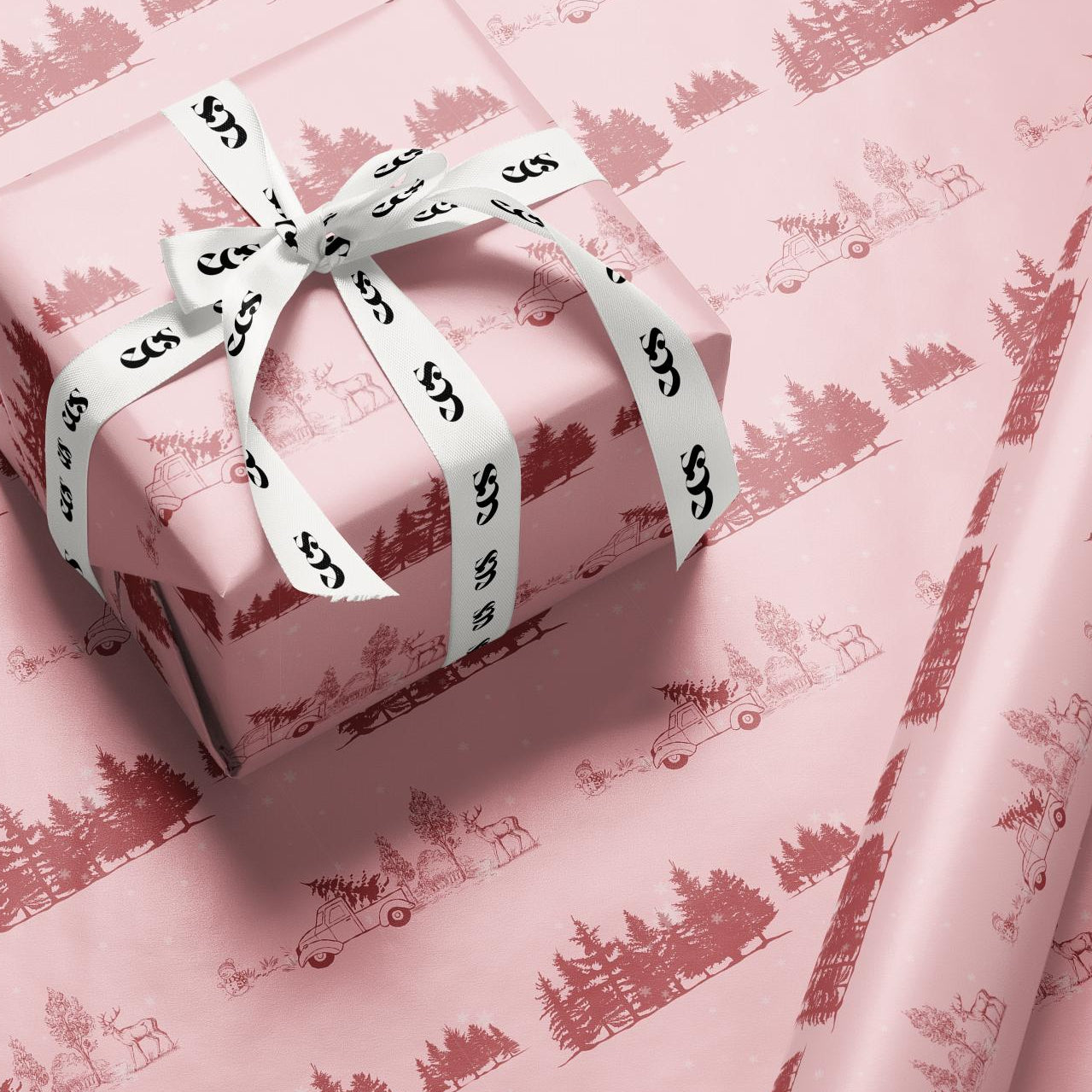 Pink Whimsical Christmas Wrapping Paper | Playful Holiday Wrap