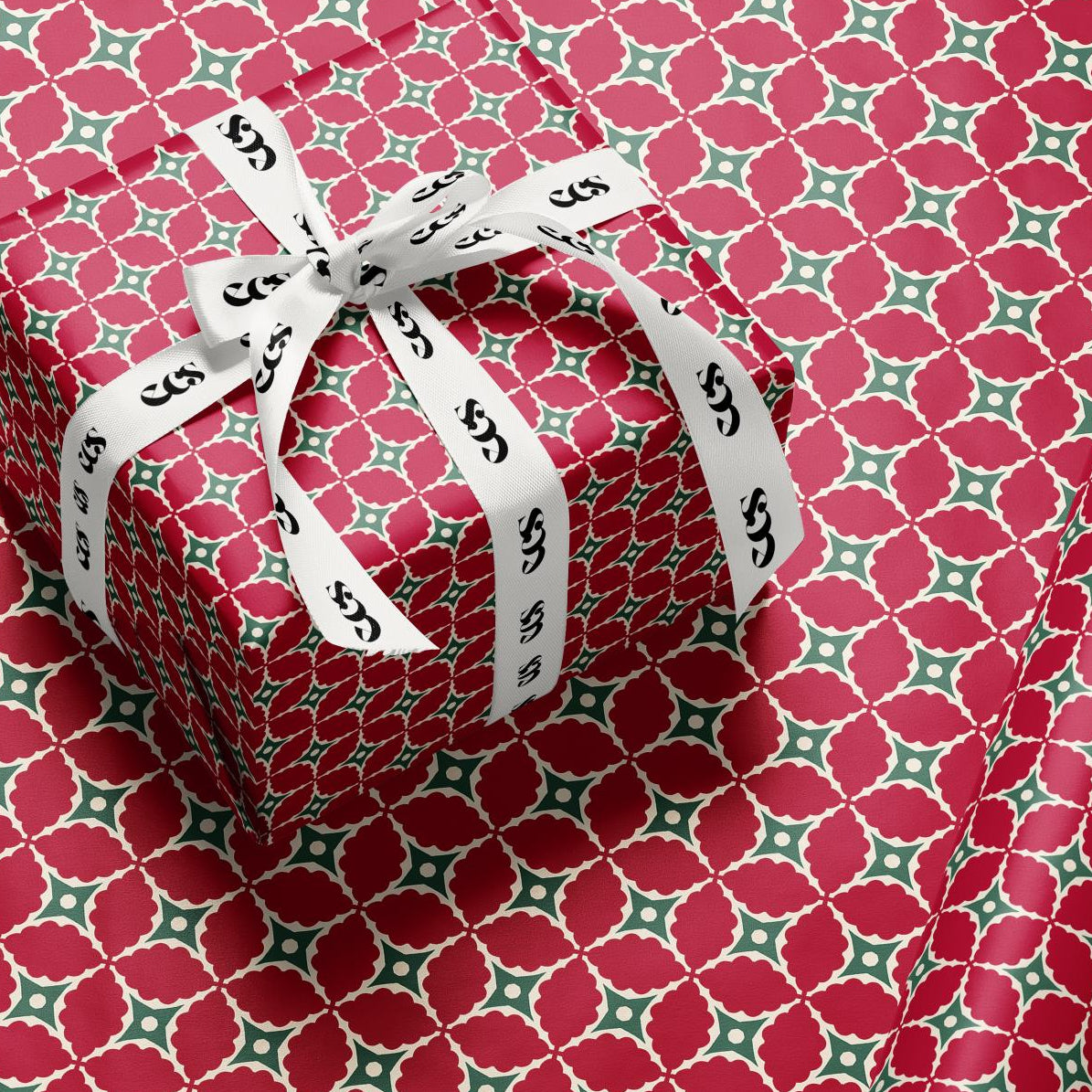 Festive Christmas Icon Wrapping Paper | Green Holiday Gift Wrap