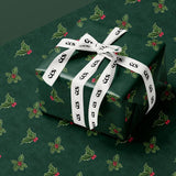 Deep Green Holly Wrapping Paper, Gloss or Matte Finish Elegant Luxury Christmas Gift Wrap