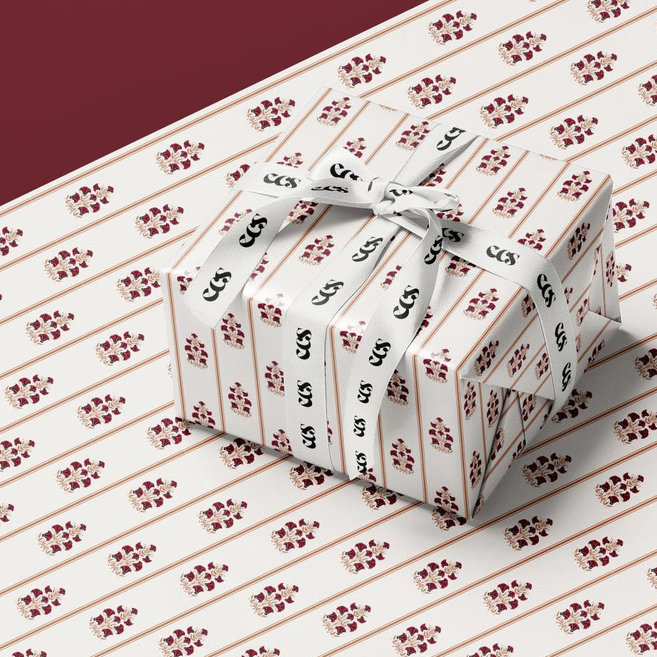 Vintage Burgundy Floral Wrapping Paper | Elegant Botanical Gift Wrap