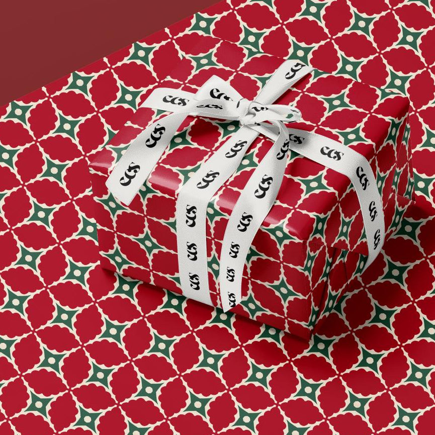 Festive Christmas Icon Wrapping Paper | Green Holiday Gift Wrap