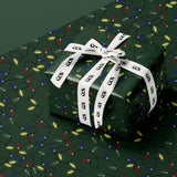 Luxury Christmas Lights Wrapping Paper, Elegant Green Holiday Gift Wrap Sheets, Festive Packaging with Colorful String Lights