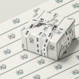 Vintage Sage Blue Rose Wrapping Paper, Gloss or Matte Finish Elegant Luxury Floral Gift Wrap