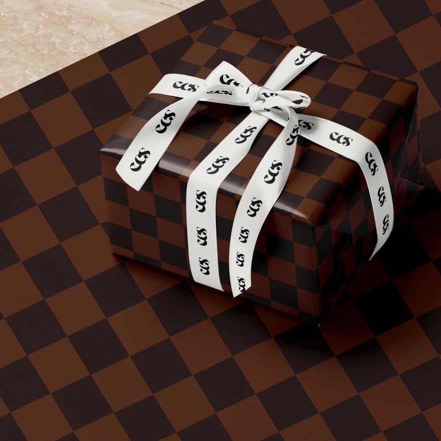 Brown Checkerboard Gift Wrapping Paper, Retro Chessboard Pattern Wrap Sheet for Birthdays, Holidays, and Special Occasions