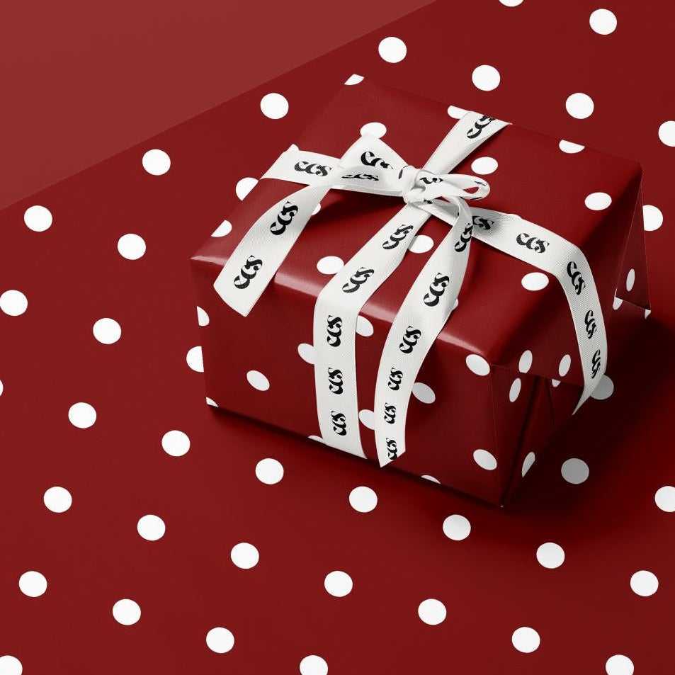 Red Polka Dot Wrapping Paper, Gloss or Matte Finish Bright Cute Birthday Gift Wrap