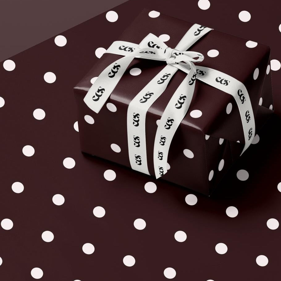 Brown Polka Dot Gift Wrapping Paper, Classic Dot Pattern Wrap Sheet in Glossy or Matte Finish, Great for Fall Gifting and Year-Round Use