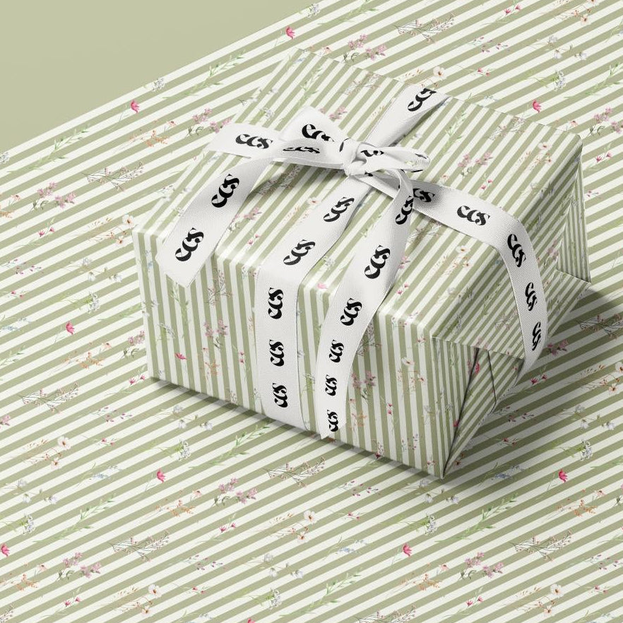 Pastel Striped Floral Wrapping Paper | Elegant Birthday Gift Wrap