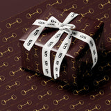 Brown & Gold Equestrian Snaffle Wrapping Paper, Gloss or Matte Finish Elegant Luxury Gift Wrap