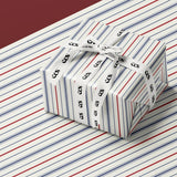 Red and Navy Striped Wrapping Paper, Elegant Classic Gift Wrap for Christmas, Holidays, Birthdays and Year-Round Gifting