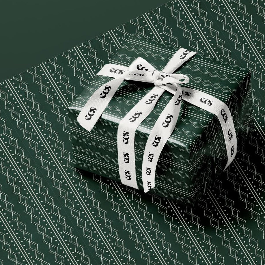 Deep Green Nordic Wrapping Paper, Gloss or Matte Finish Elegant Luxury Christmas Gift Wrap